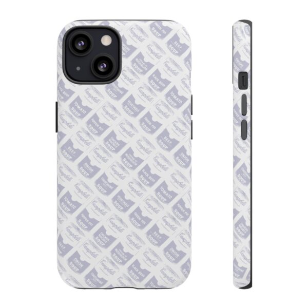 Pop Art Soup Can Pattern Tough Cell Phone Case Silver on White - Image 38