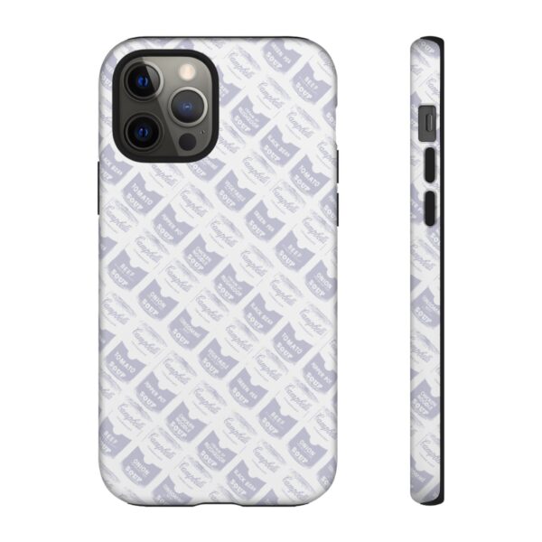 Pop Art Soup Can Pattern Tough Cell Phone Case Silver on White - Image 34