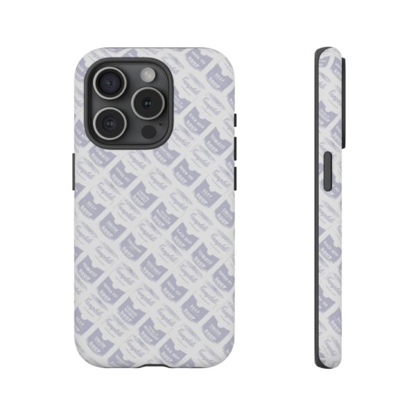 Pop Art Soup Can Pattern Tough Cell Phone Case Silver on White - Image 106