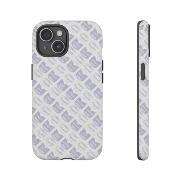 Pop Art Soup Can Pattern Tough Cell Phone Case Silver on White - Image 102