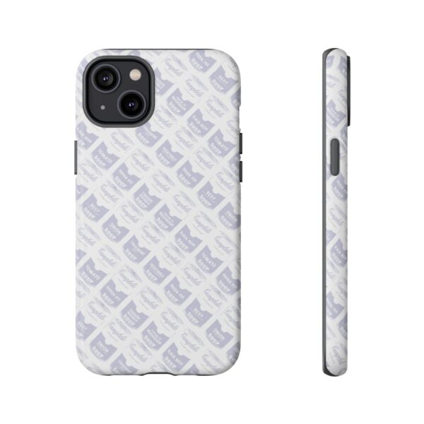 Pop Art Soup Can Pattern Tough Cell Phone Case Silver on White - Image 75