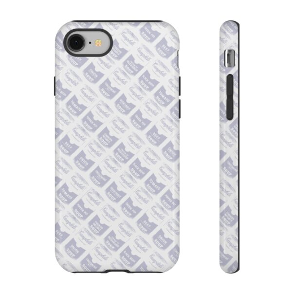 Pop Art Soup Can Pattern Tough Cell Phone Case Silver on White