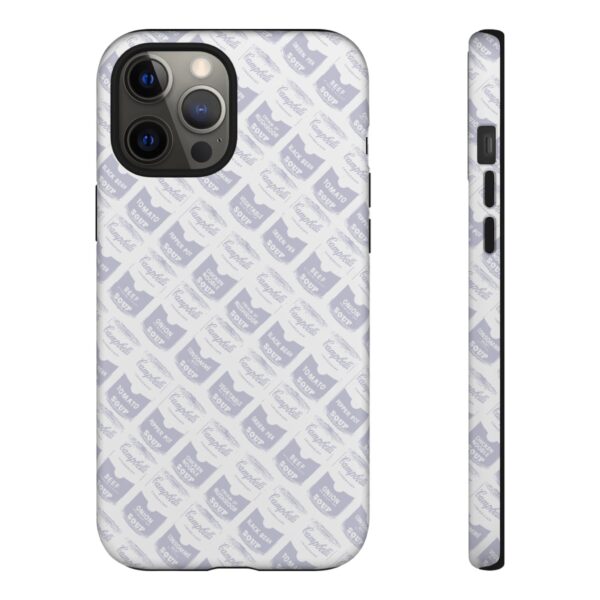 Pop Art Soup Can Pattern Tough Cell Phone Case Silver on White - Image 36