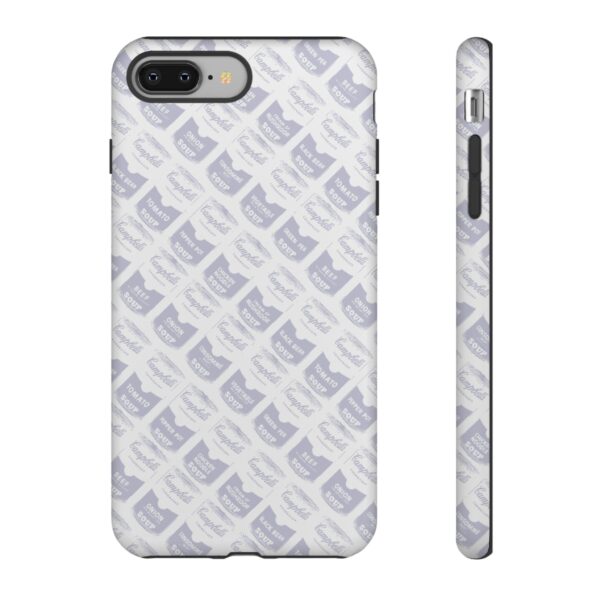 Pop Art Soup Can Pattern Tough Cell Phone Case Silver on White - Image 4