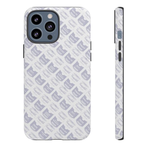 Pop Art Soup Can Pattern Tough Cell Phone Case Silver on White - Image 44