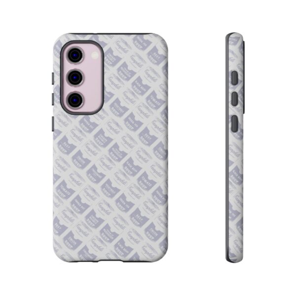 Pop Art Soup Can Pattern Tough Cell Phone Case Silver on White - Image 87