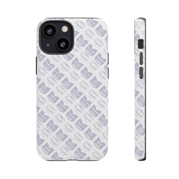 Pop Art Soup Can Pattern Tough Cell Phone Case Silver on White - Image 40