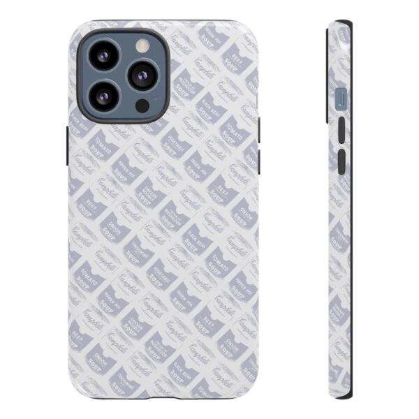 Pop Art Soup Can Pattern Tough Cell Phone Case Silver on White - Image 43