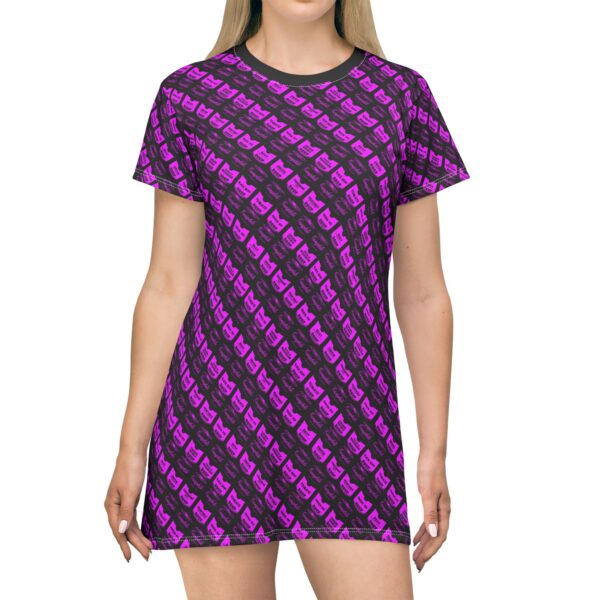 Pink Pop Art Soup Can Pattern Black T-Shirt Dress