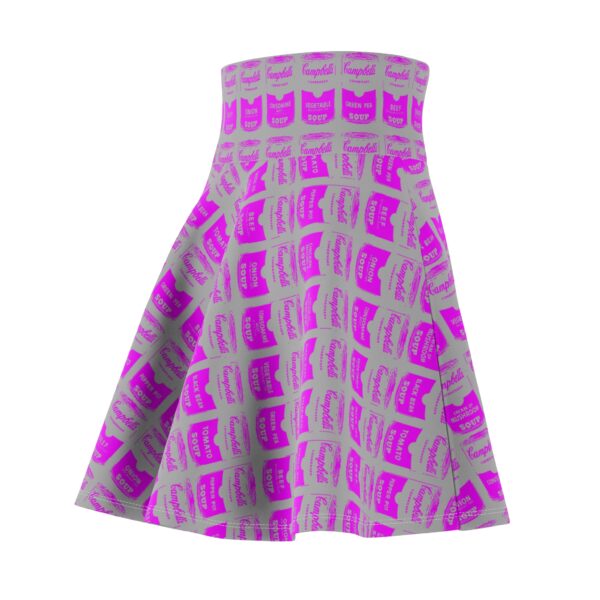 Pink Pop Art Soup Can Pattern Gray Women's Skater Skirt - Image 7