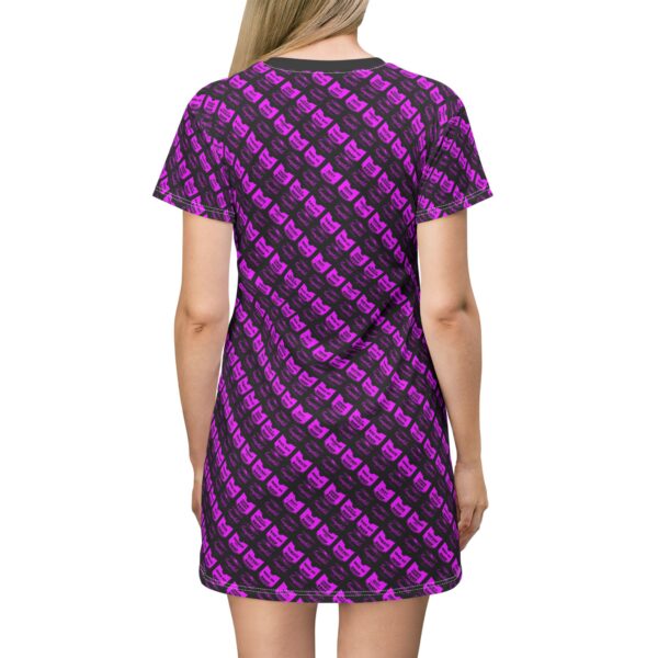 Pink Pop Art Soup Can Pattern Black T-Shirt Dress - Image 2