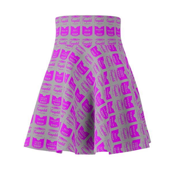 Pink Pop Art Soup Can Pattern Gray Women's Skater Skirt - Image 5