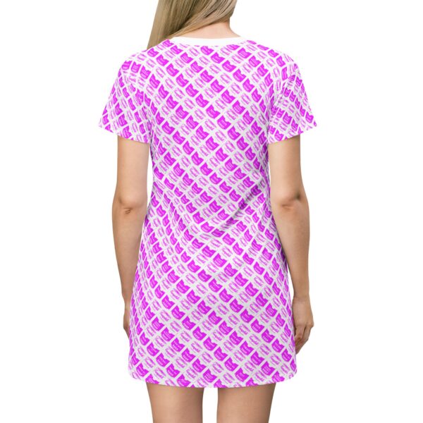 Pink Pop Art Soup Can Pattern White T-Shirt Dress - Image 2