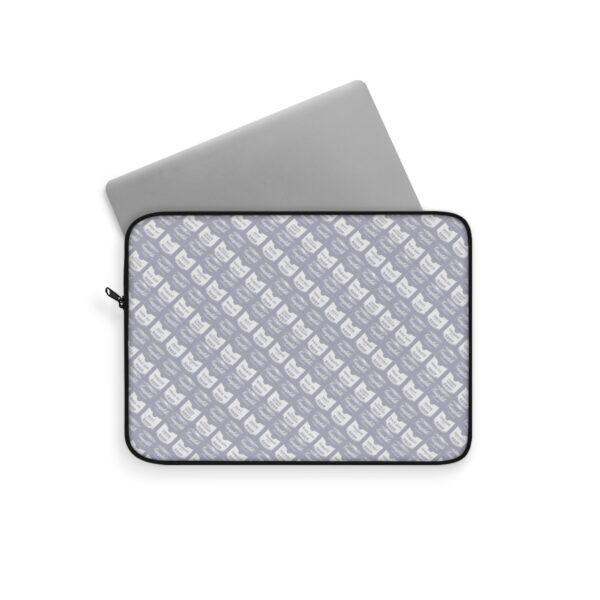 Pop Art Soup Can Pattern Laptop Sleeve (White on Silver) - Image 2