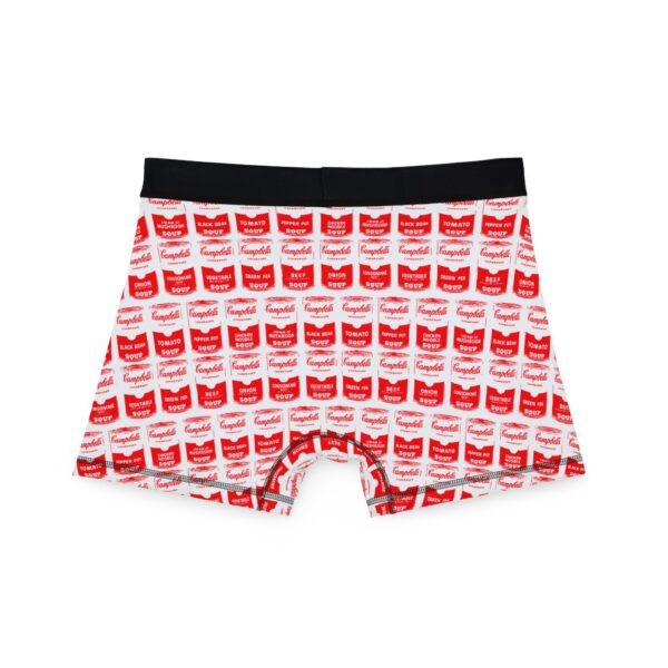 Red Pop Art Soup Can Patterned White Boxers - Image 3