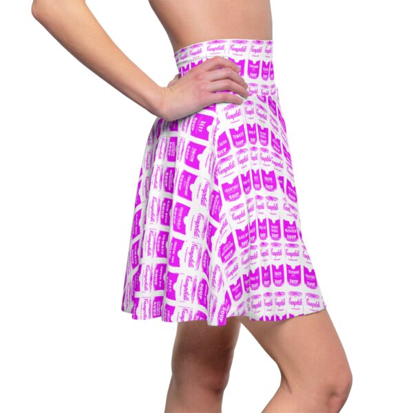 Pink Pop Art Soup Can Pattern White Women's Skater Skirt - Image 2