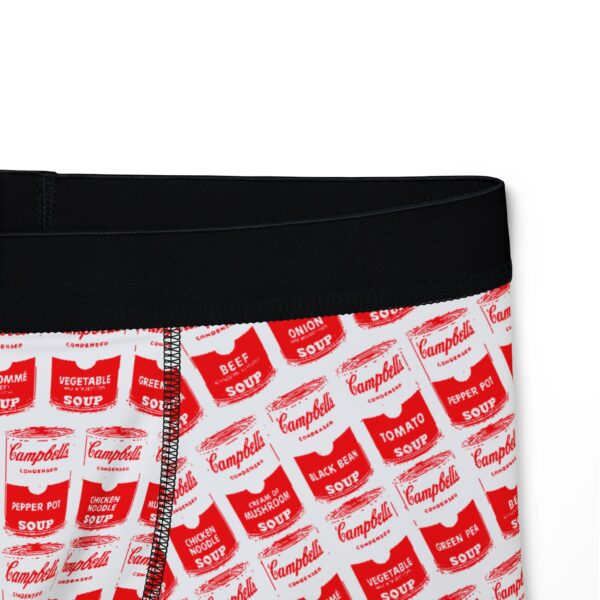 Red Pop Art Soup Can Patterned White Boxers - Image 4