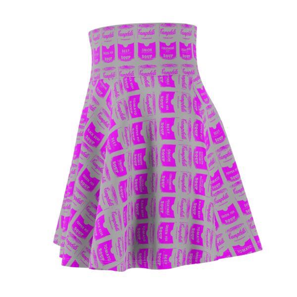 Pink Pop Art Soup Can Pattern Gray Women's Skater Skirt - Image 6