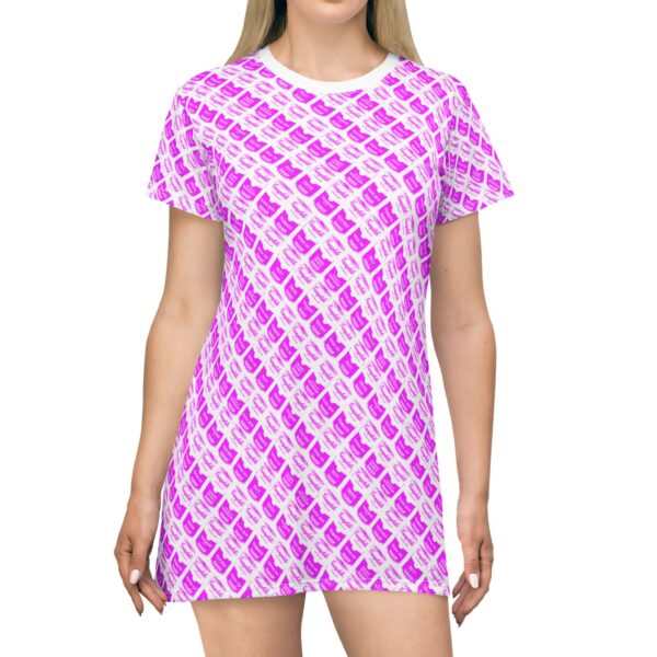 Pink Pop Art Soup Can Pattern White T-Shirt Dress