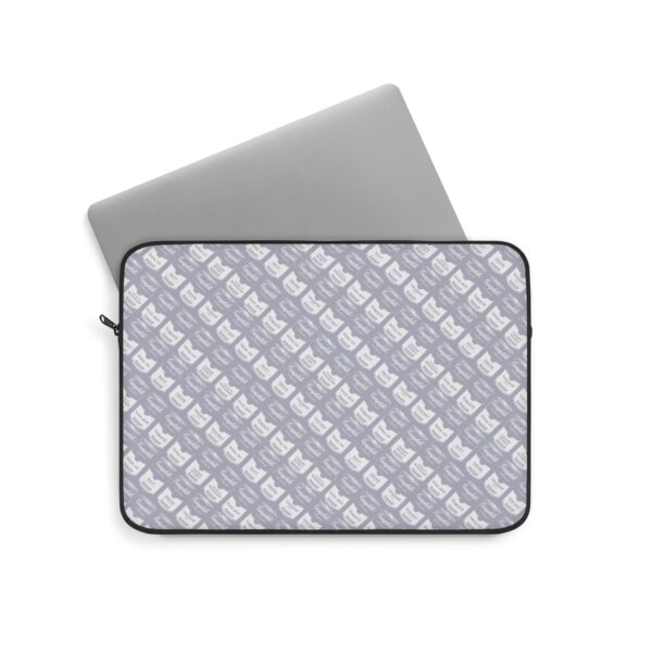 Pop Art Soup Can Pattern Laptop Sleeve (White on Silver) - Image 5