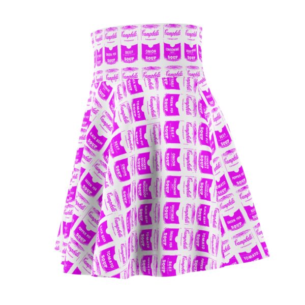 Pink Pop Art Soup Can Pattern White Women's Skater Skirt - Image 6