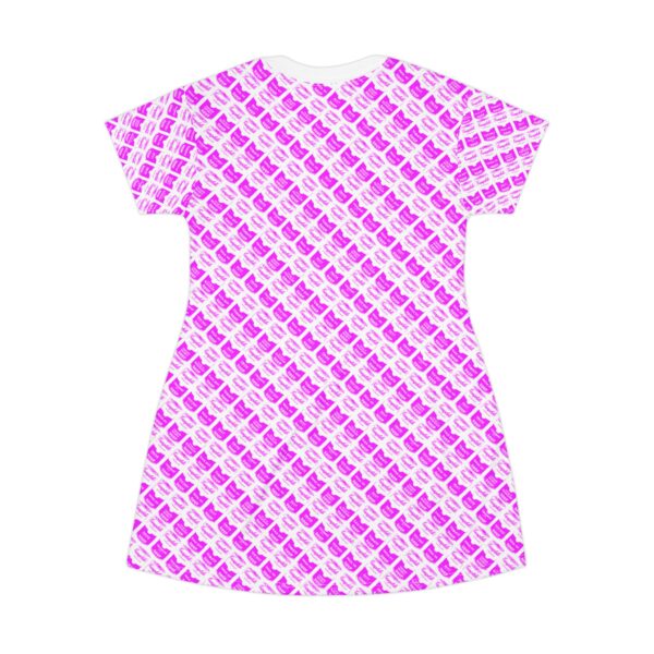 Pink Pop Art Soup Can Pattern White T-Shirt Dress - Image 4