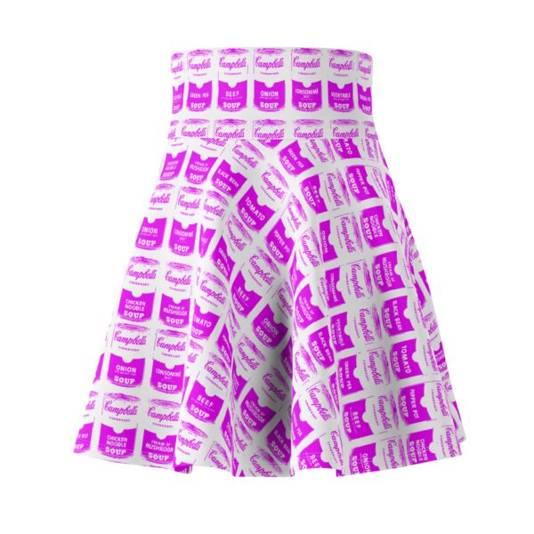 Pink Pop Art Soup Can Pattern White Women's Skater Skirt - Image 5