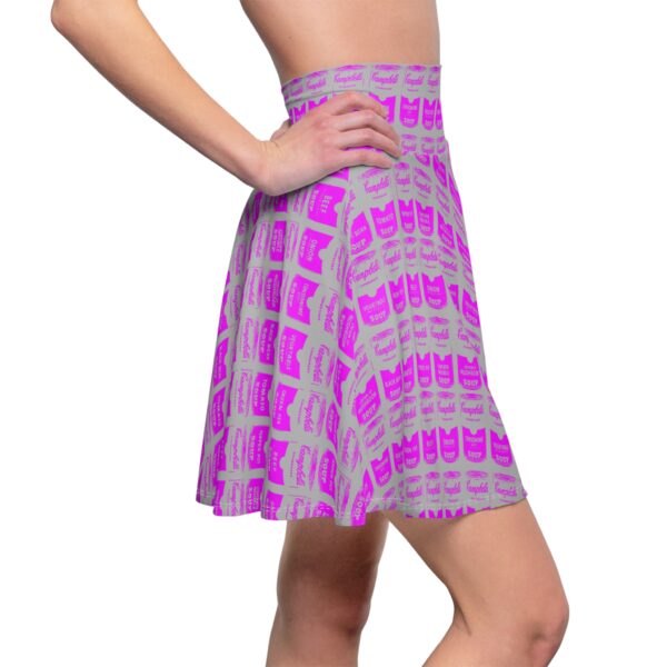 Pink Pop Art Soup Can Pattern Gray Women's Skater Skirt