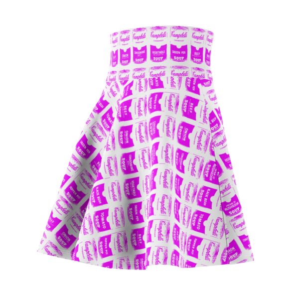 Pink Pop Art Soup Can Pattern White Women's Skater Skirt - Image 7