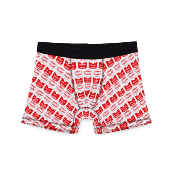 Red Pop Art Soup Can Patterned White Boxers - Image 2