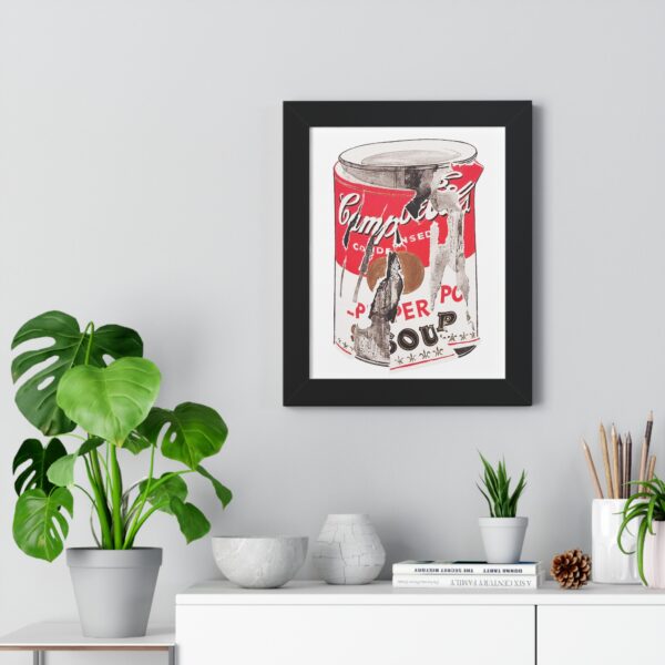 Framed Crushed Pop Art Soup Can Vertical Poster