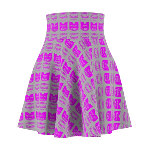 Pink Pop Art Soup Can Pattern Gray Women's Skater Skirt - Image 4