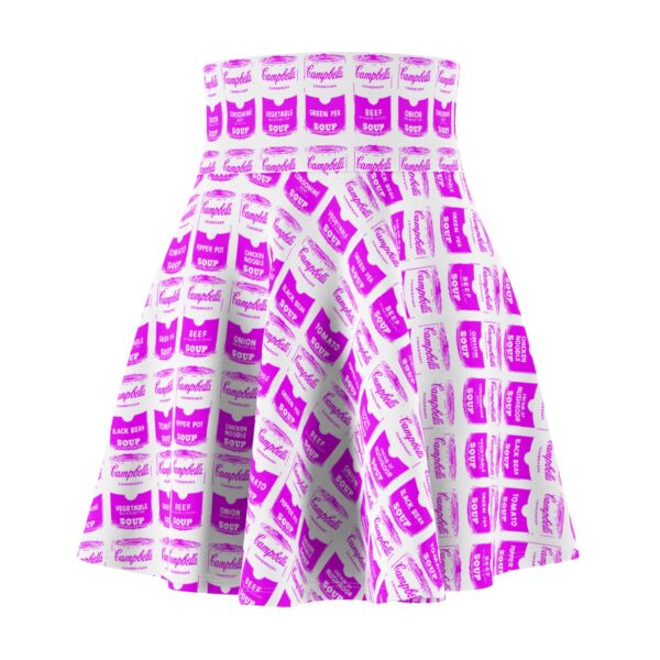 Pink Pop Art Soup Can Pattern White Women's Skater Skirt - Image 4